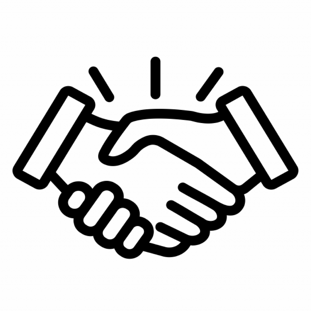 an outline of a handshake